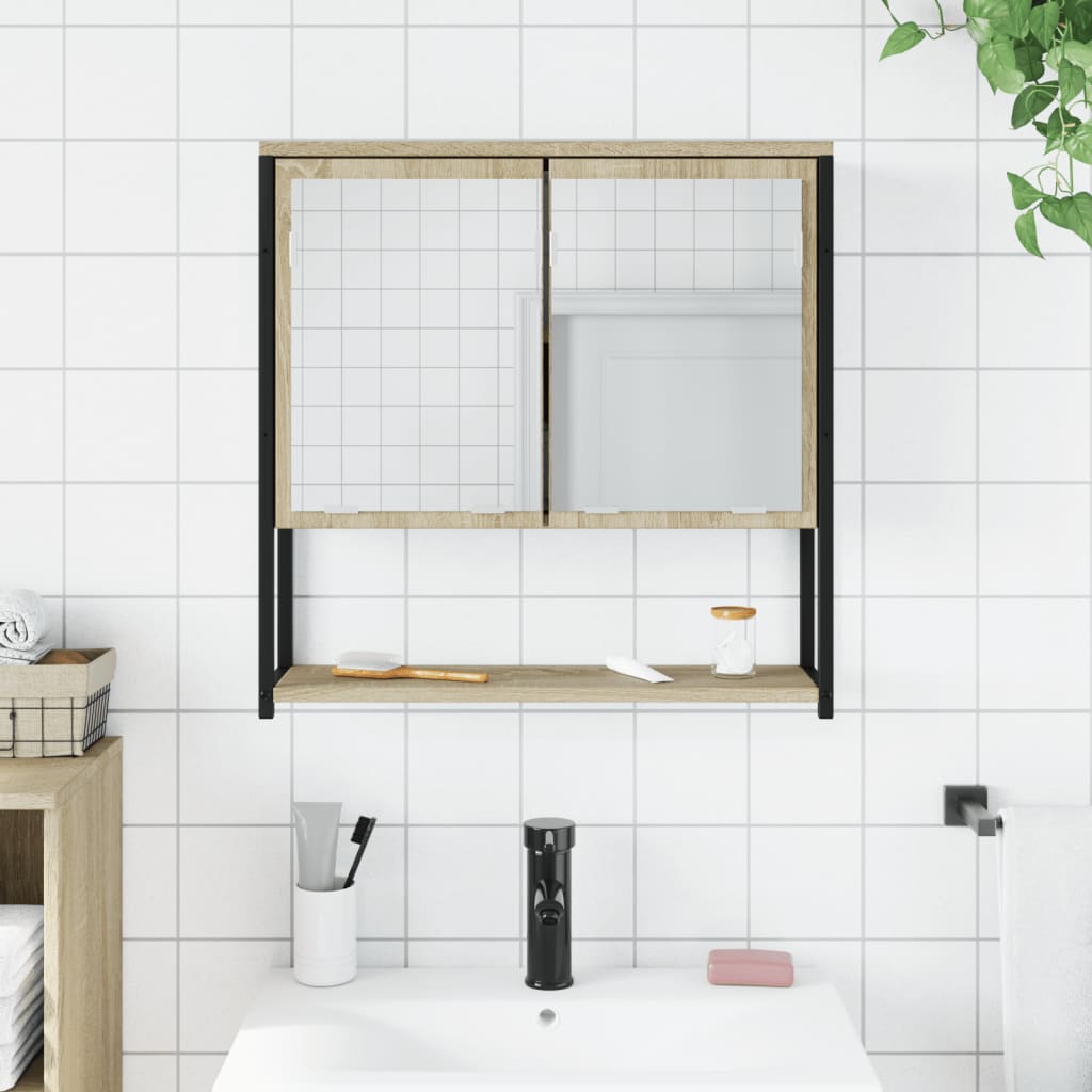 Mobile Bagno con Specchio Rovere Sonoma 60x16x60 cm Multistratocod mxl 114717