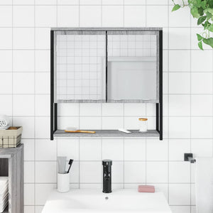 Mobile Specchio da Bagno Grigio Sonoma 60x16x60 cm Multistrato 842424