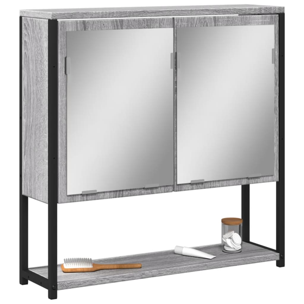 Mobile Specchio da Bagno Grigio Sonoma 60x16x60 cm Multistrato 842424