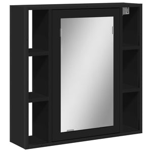 Mobile da Bagno con Specchio Nero 60x16x60 cm Legno Multistrato 842426