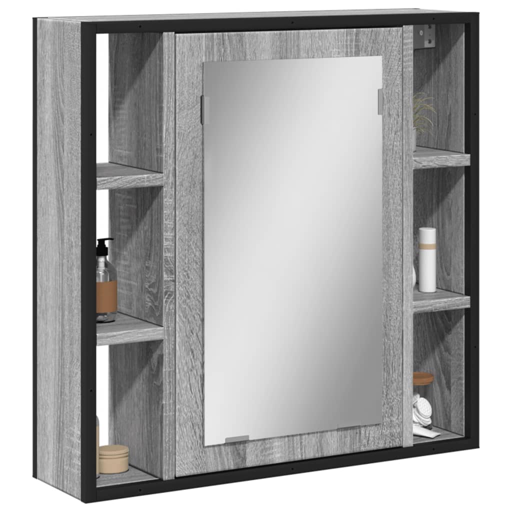 Mobile Specchio da Bagno Grigio Sonoma 60x16x60 cm Multistrato 842429