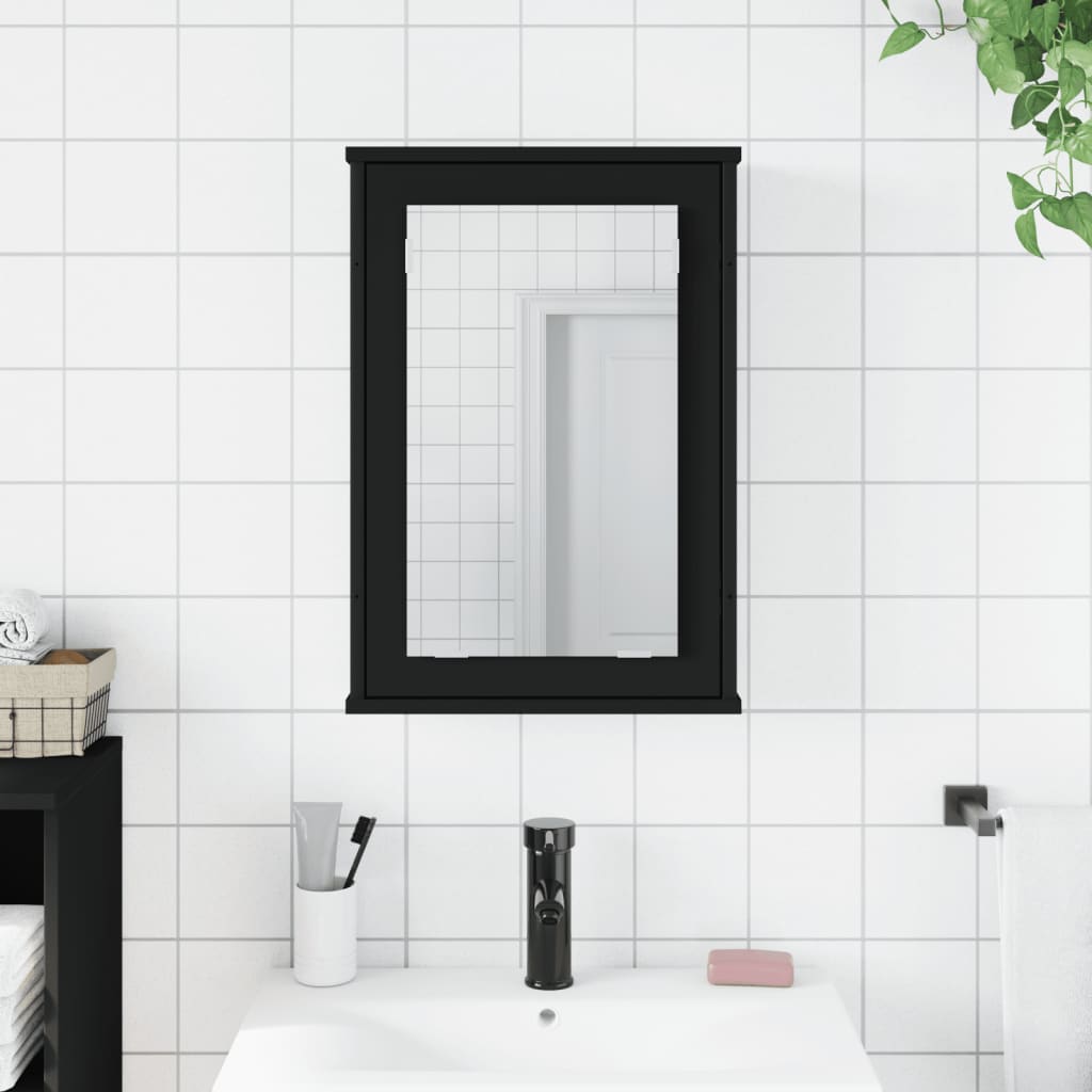 Mobile da Bagno con Specchio Nero 42x12x60 cm Legno Multistrato 842431