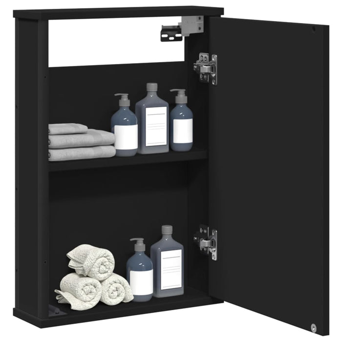 Mobile da Bagno con Specchio Nero 42x12x60 cm Legno Multistrato 842431