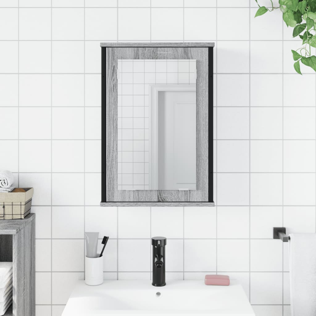 Mobile Specchio da Bagno Grigio Sonoma 42x12x60 cm Multistratocod mxl 114719