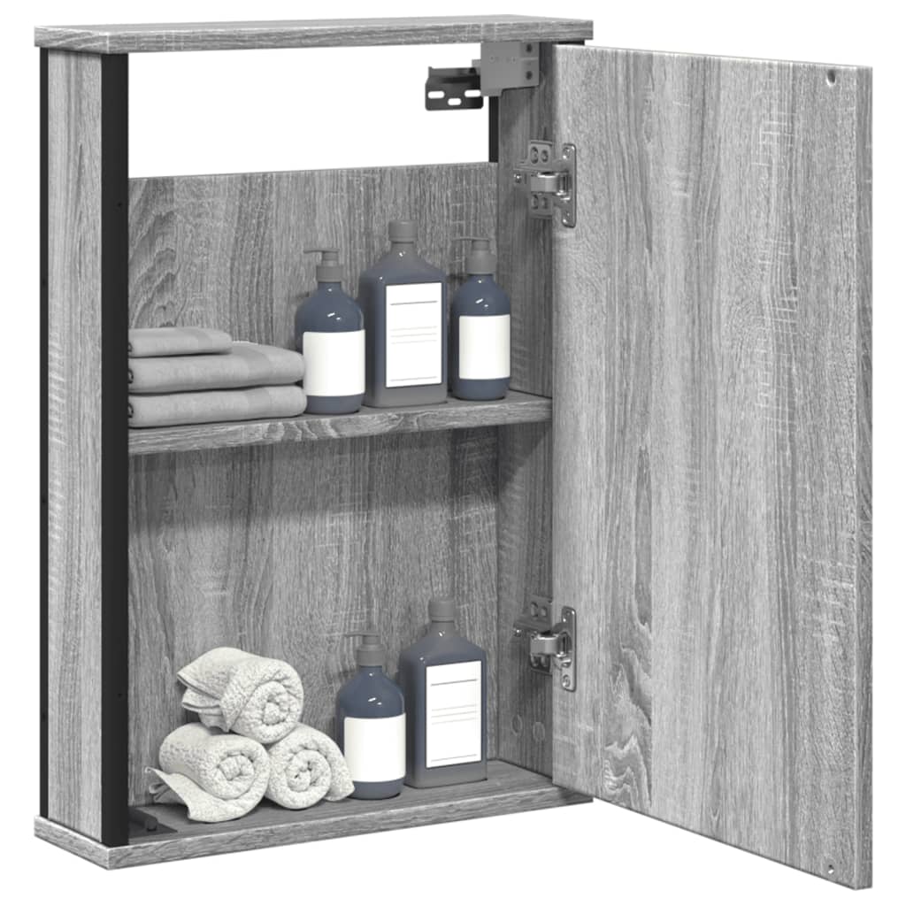 Mobile Specchio da Bagno Grigio Sonoma 42x12x60 cm Multistratocod mxl 114719