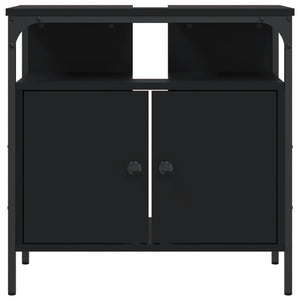 Mobile Lavabo Bagno Nero 60x30x60 cm in Legno Multistrato 842436