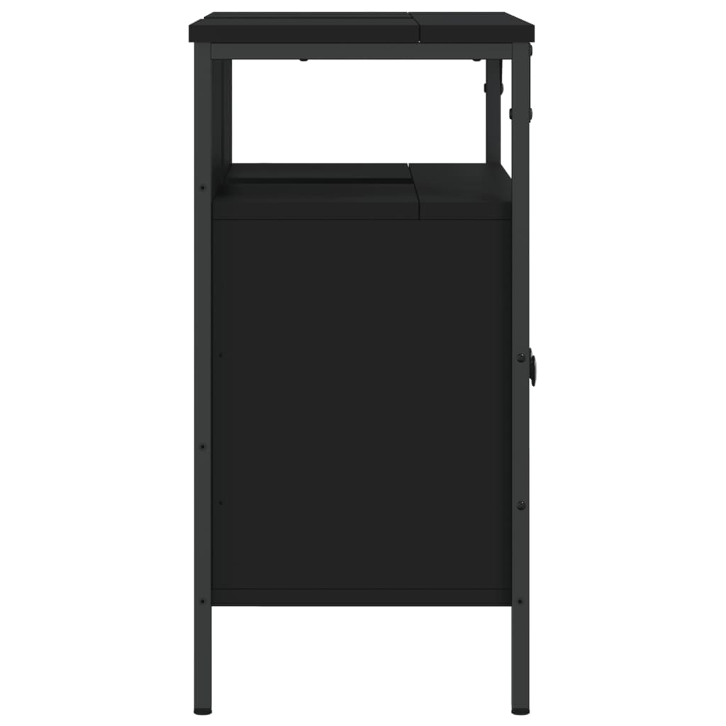 Mobile Lavabo Bagno Nero 60x30x60 cm in Legno Multistrato 842436