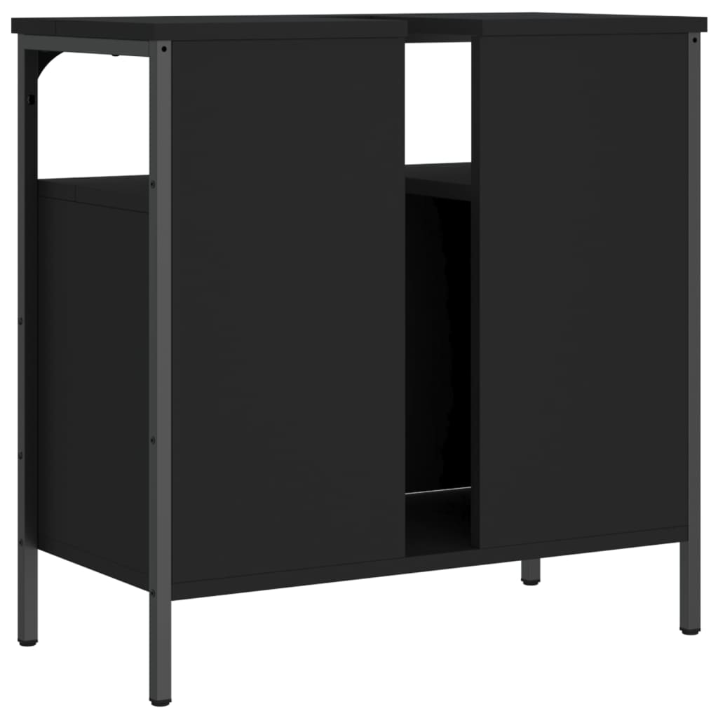 Mobile Lavabo Bagno Nero 60x30x60 cm in Legno Multistrato 842436