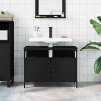 Mobile Lavabo Bagno Nero 80x30x60 cm in Legno Multistratocod mxl 113452