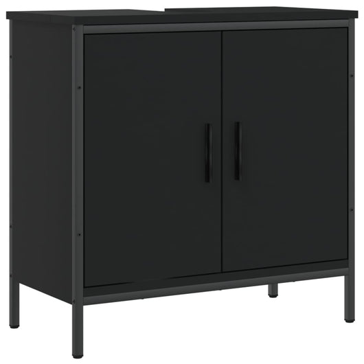 Mobile Lavabo Bagno Nero 60x30x60 cm in Legno Multistrato 842446