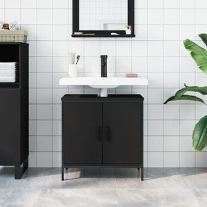 Mobile Lavabo Bagno Nero 60x30x60 cm in Legno Multistrato 842446