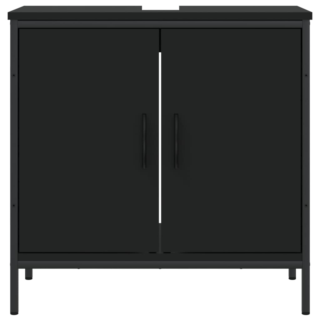 Mobile Lavabo Bagno Nero 60x30x60 cm in Legno Multistrato 842446