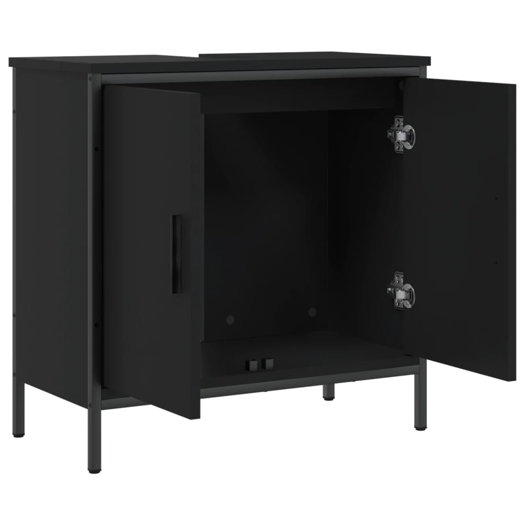 Mobile Lavabo Bagno Nero 60x30x60 cm in Legno Multistrato 842446