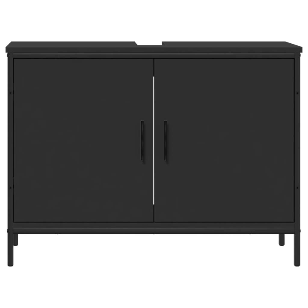 Mobile Lavabo Bagno Nero 80x30x60 cm in Legno Multistrato 842451