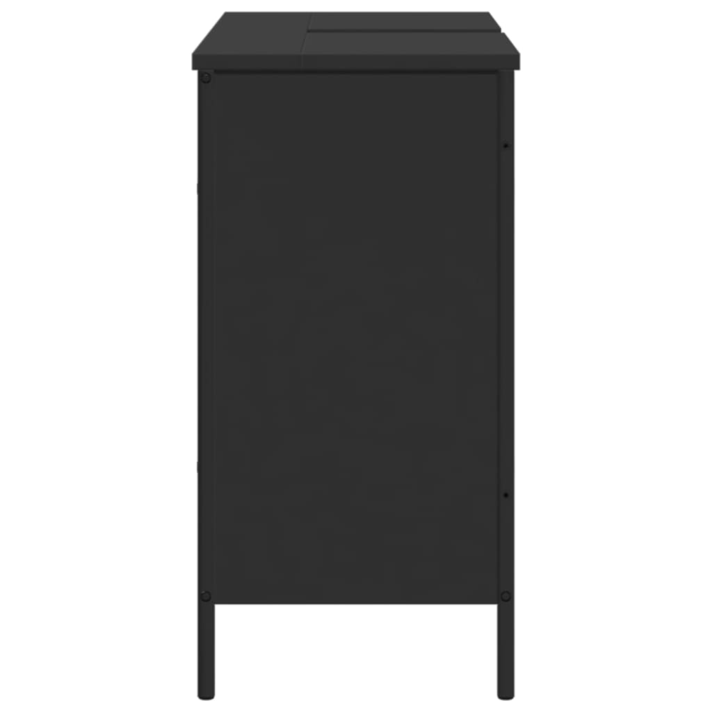 Mobile Lavabo Bagno Nero 80x30x60 cm in Legno Multistrato 842451