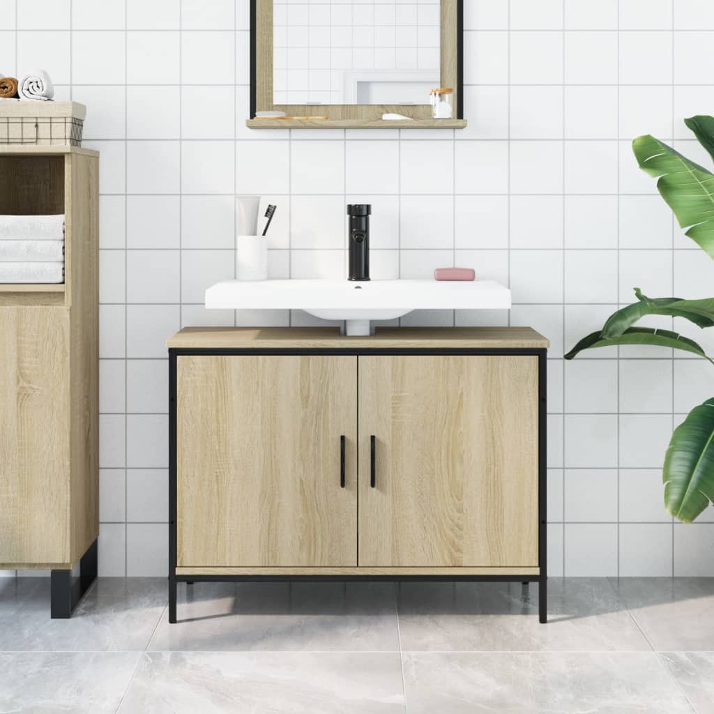 Mobile Lavabo Bagno Rovere Sonoma 80x30x60 cm Legno Multistrato 842452