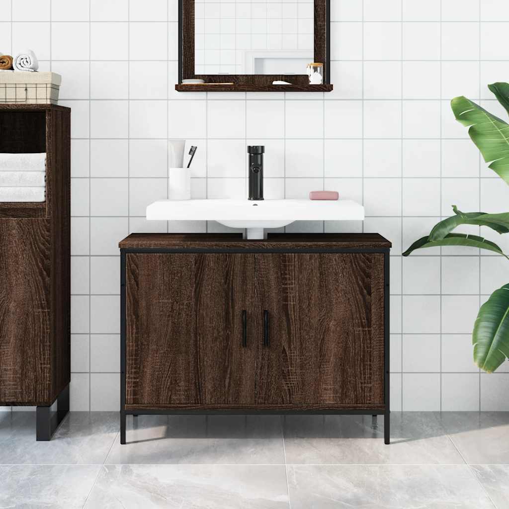 Mobile Lavabo Bagno Rovere Marrone 80x30x60cm Legno Multistrato 842455