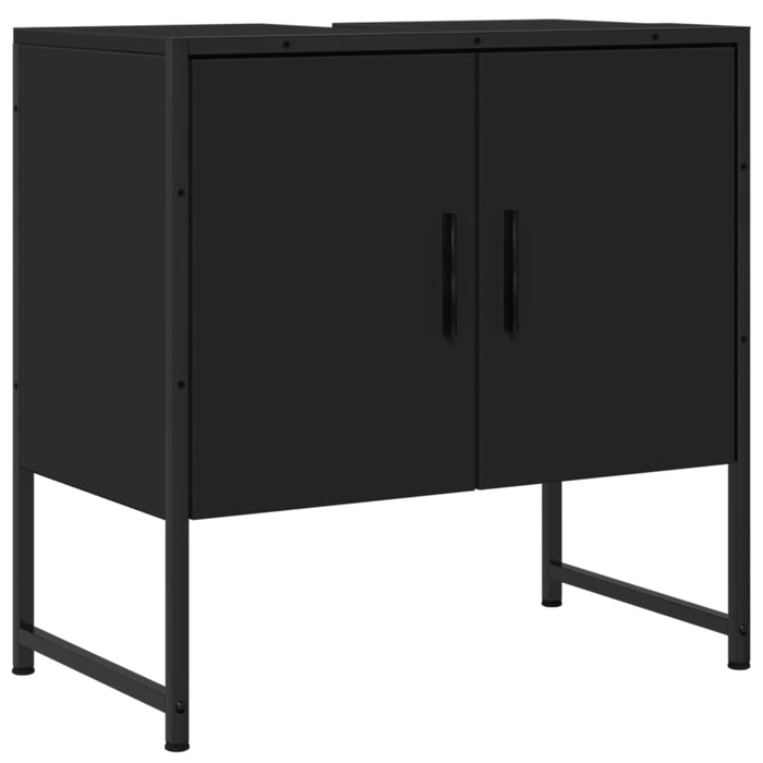 Mobile Lavabo Bagno Nero 60x30x60 cm in Legno Multistrato 842456