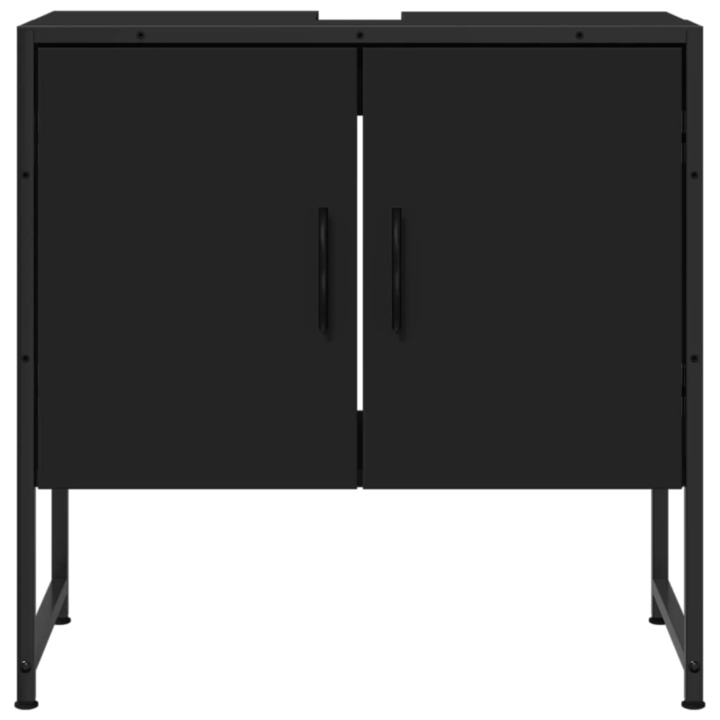 Mobile Lavabo Bagno Nero 60x30x60 cm in Legno Multistrato 842456