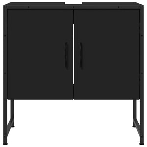 Mobile Lavabo Bagno Nero 60x30x60 cm in Legno Multistrato 842456