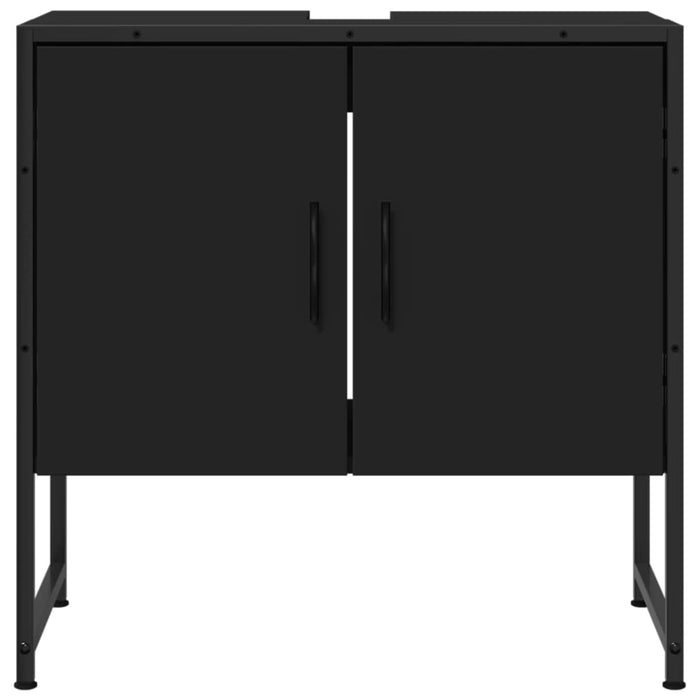 Mobile Lavabo Bagno Nero 60x30x60 cm in Legno Multistrato 842456