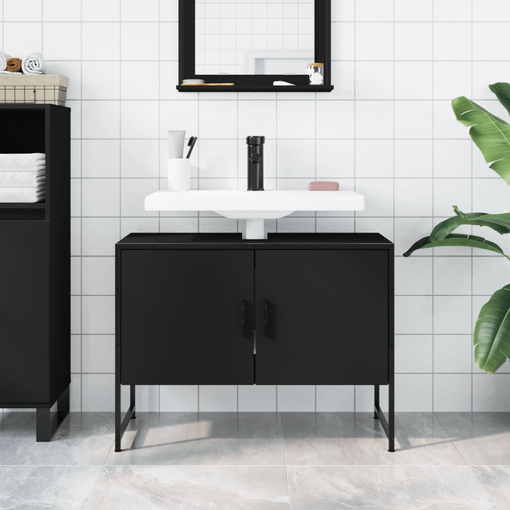 Mobile Lavabo Bagno Nero 60x30x60 cm Legno Multistratocod mxl 89910