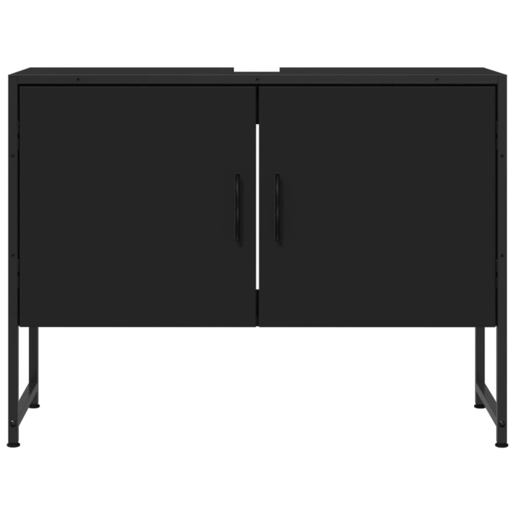 Mobile Lavabo Bagno Nero 60x30x60 cm Legno Multistrato 842461