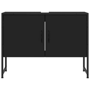 Mobile Lavabo Bagno Nero 60x30x60 cm Legno Multistrato 842461