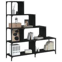 Libreria a 4 Gradini Nera 139x33,5x149 cm in Legno Multistrato 842476