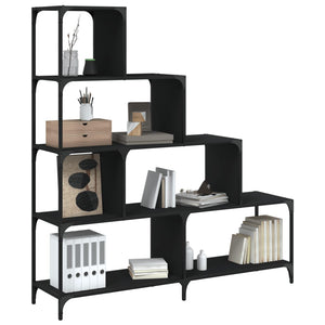 Libreria a 4 Gradini Nera 139x33,5x149 cm in Legno Multistratocod mxl 114720