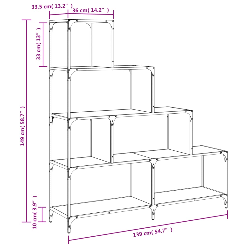 Libreria 4 Gradini Rovere Sonoma 139x33,5x149 Legno Multistrato 842477