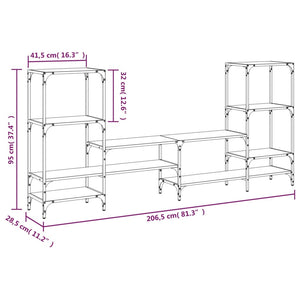 Mobile Porta TV Nero 206,5x28,5x95 cm in Legno Multistrato 842481