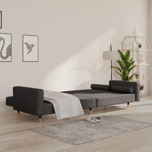 Divano Letto a 2 Posti con 2 Cuscini Grigio Scuro in Vellutocod mxl 111855