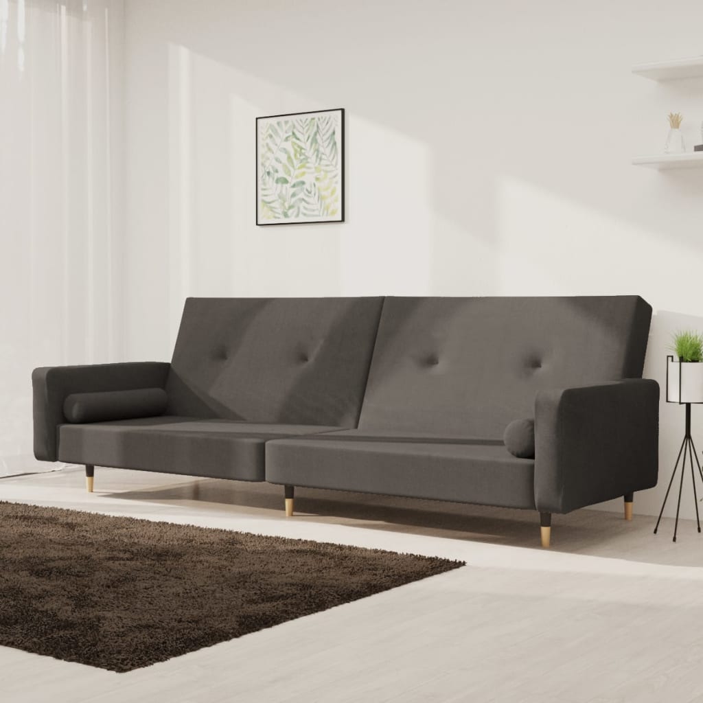 Divano Letto a 2 Posti con 2 Cuscini Grigio Scuro in Vellutocod mxl 111855