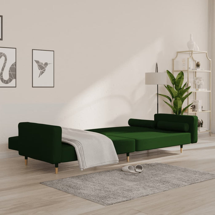 Divano Letto a 2 Posti con 2 Cuscini Verde Scuro in Vellutocod mxl 87849