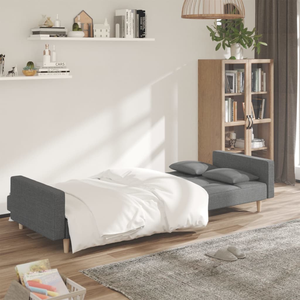 Divano Letto a 2 Posti con 2 Cuscini Grigio Chiaro in Tessutocod mxl 111475