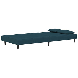 Divano Letto a 2 Posti con 2 Cuscini Blu in Velluto 375806