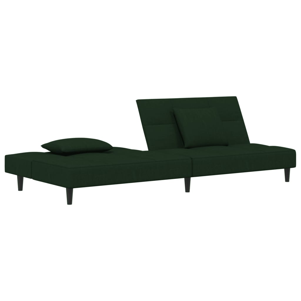 Divano Letto a 2 Posti con 2 Cuscini Verde Scuro in Velluto 375809