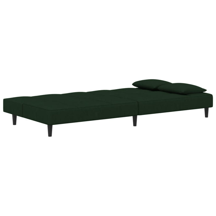 Divano Letto a 2 Posti con 2 Cuscini Verde Scuro in Velluto 375809