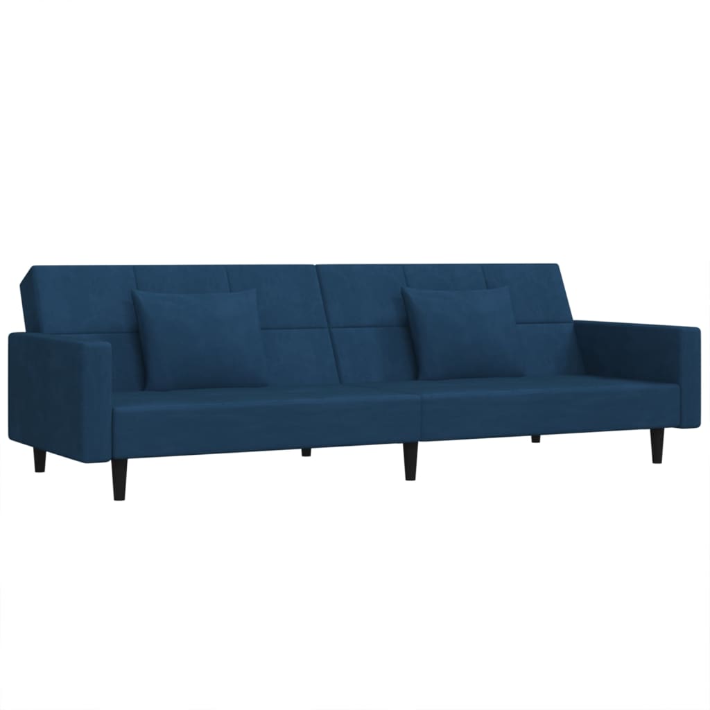 Divano Letto a 2 Posti con 2 Cuscini Blu in Vellutocod mxl 88632