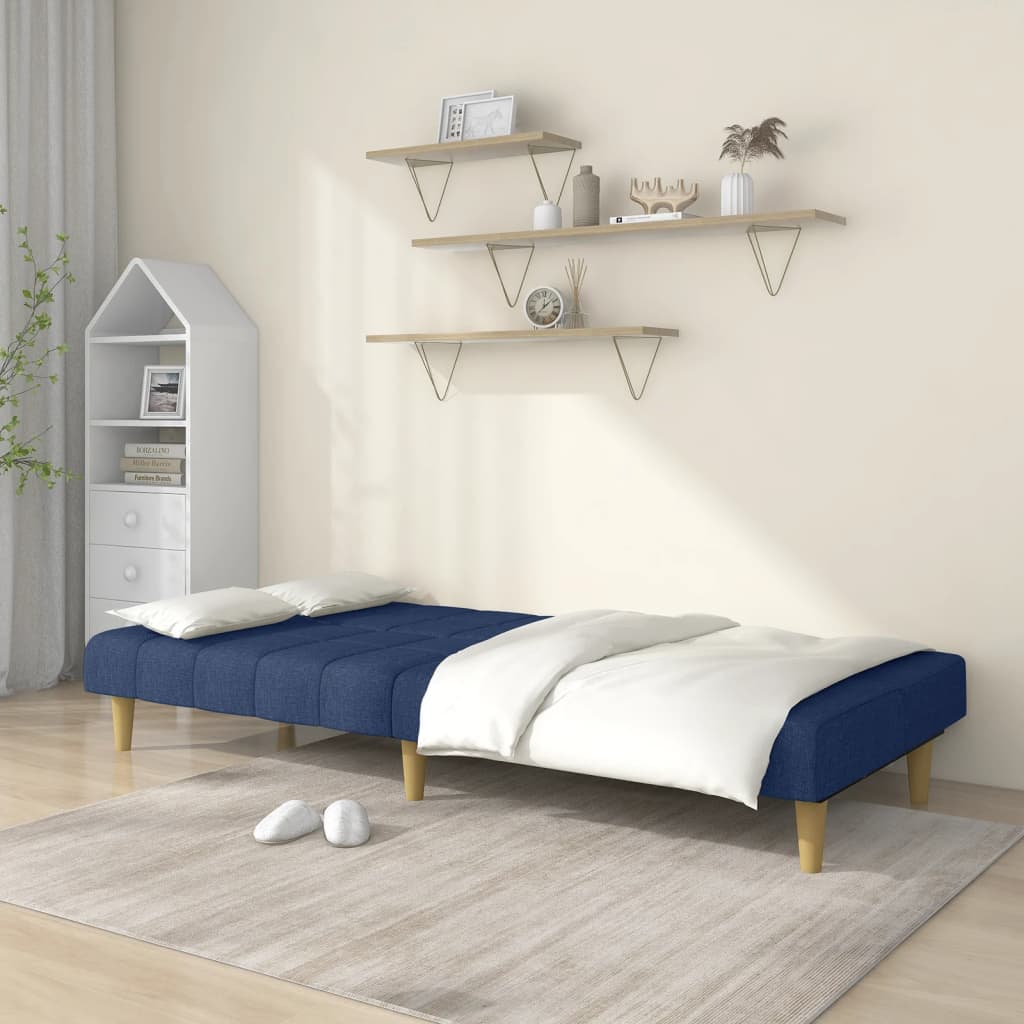 Divano Letto a 2 Posti Blu in Tessuto 375830