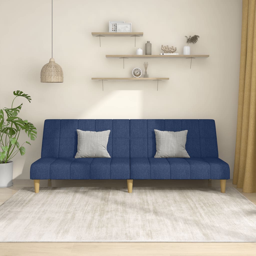 Divano Letto a 2 Posti Blu in Tessuto 375830