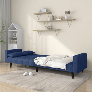 Divano Letto a 2 Posti con 2 Cuscini Blu in Tessutocod mxl 111528