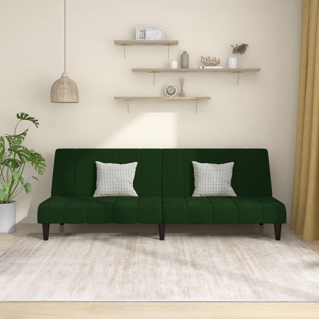 Divano Letto a 2 Posti Verde Scuro in Vellutocod mxl 87498