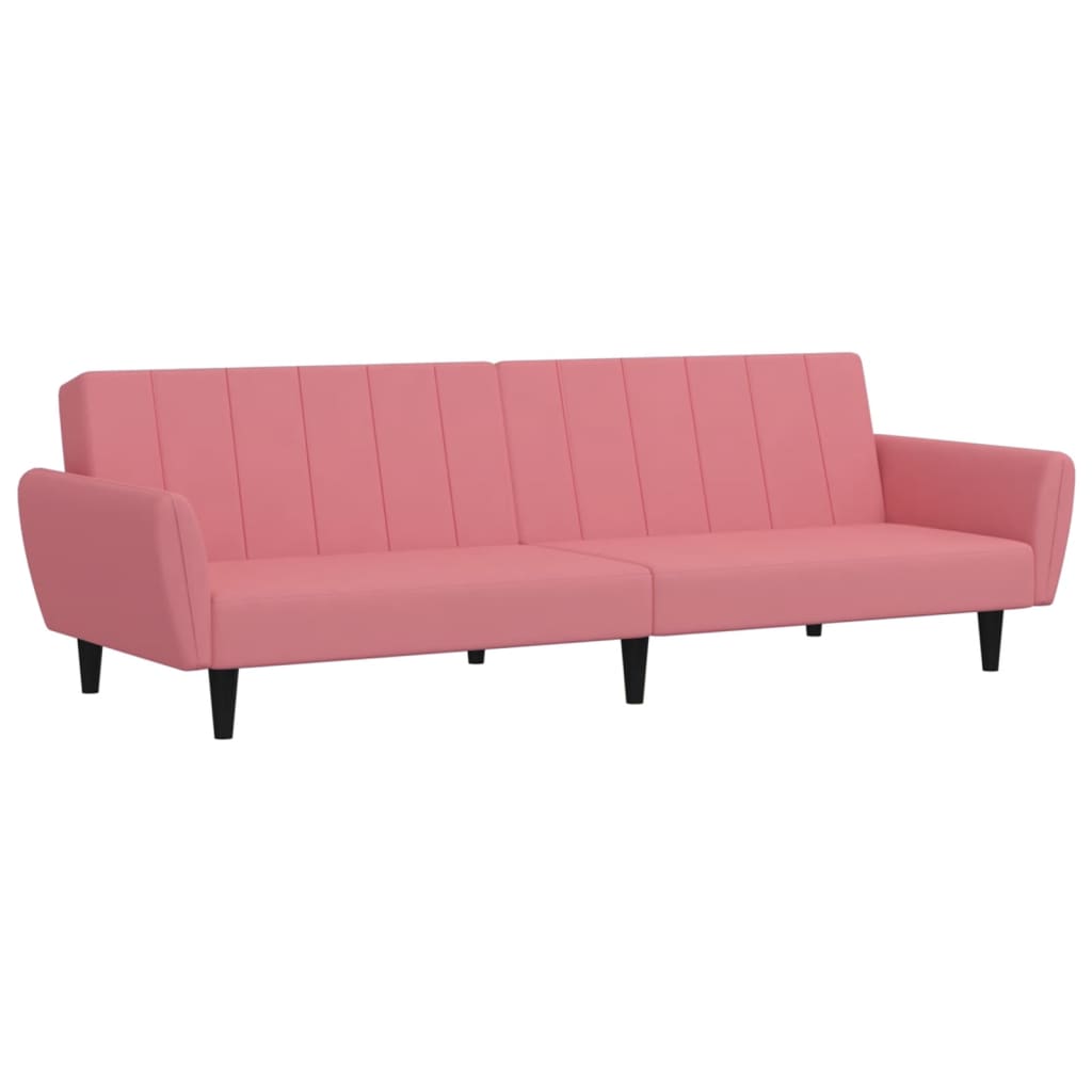 Divano Letto a 2 Posti Rosa in Velluto 375861