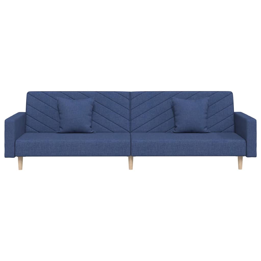 Divano Letto a 2 Posti con 2 Cuscini Blu in Tessuto 375904