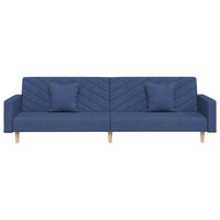 Divano Letto a 2 Posti con 2 Cuscini Blu in Tessuto 375904