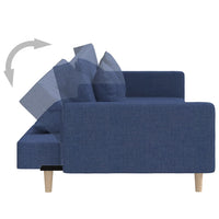 Divano Letto a 2 Posti con 2 Cuscini Blu in Tessuto 375904