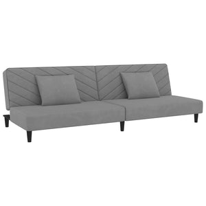 Divano Letto a 2 Posti con 2 Cuscini Grigio Chiaro in Vellutocod mxl 87469