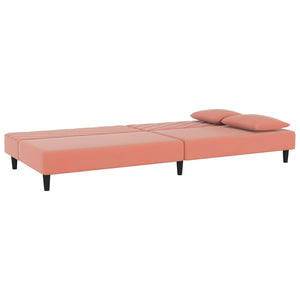 Divano Letto a 2 Posti con 2 Cuscini Rosa in Velluto 375913